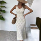 Elegante vestido puntelle de punto con escote en V