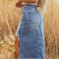 💙¡40% DE DESCUENTO! 💎 Falda midi vaquera de cintura alta y rasgada para mujer – dobladillo asimétrico, detalles desgastados y corte 👖✨ favorecedor