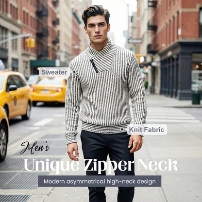 Jersey asimétrico de cuello alto con cremallera para hombres