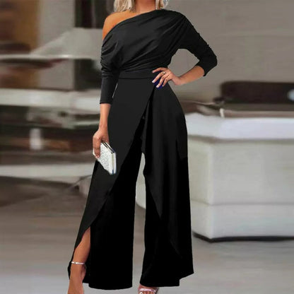 Elegante mono de un solo hombro para mujer