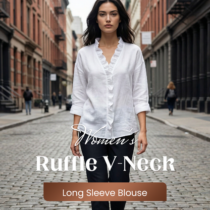 ✨ Elegancia sin esfuerzo para cada día – ¡Blusa premium con volantes y escote en V! ✨