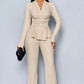 Conjunto de 2 piezas peplum y pantalones femeninos