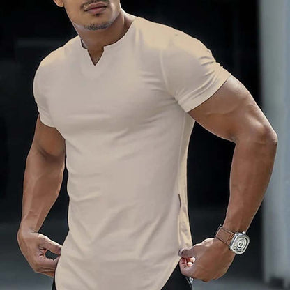 Camiseta deportiva informal de color liso para hombre