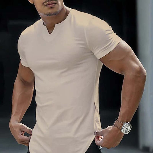 Camiseta deportiva informal de color liso para hombre