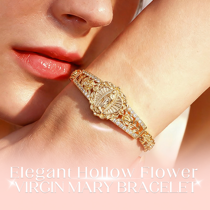 Pulsera Elegante de Flor Hueca con la Virgen María