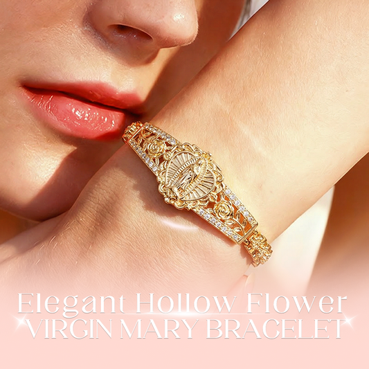 Pulsera Elegante de Flor Hueca con la Virgen María