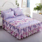 Set de sábanas y fundas de almohada florales con volantes de tres piezas