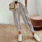 💕¿Qué debería ponerme mañana? 💕Pantalones de algodón de lino a rayas para mujeres