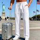 Pantalones de cintura elástica para hombres con cordón de pierna recta