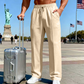 Pantalones de cintura elástica para hombres con cordón de pierna recta