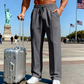 Pantalones de cintura elástica para hombres con cordón de pierna recta