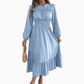 👗¡Nueva llegada 40% de descuento! 🥰Vestido largo de manga larga con volantes y volantes para mujer