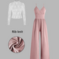 Conjunto de dos piezas para mujer: camiseta de encaje y mono con bolsillos