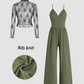 Conjunto de dos piezas para mujer: camiseta de encaje y mono con bolsillos