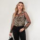 🐆👚 Camisa de mujer con estampado de leopardo y malla contrastante – Manga larga, versatilidad ✨ desde la oficina hasta la noche