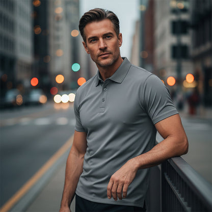 Camiseta de solapa de manga corta de secado rápido para hombre