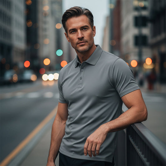 Camiseta de solapa de manga corta de secado rápido para hombre