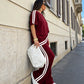 Conjunto de camiseta de rayas y pantalones anchos para mujer