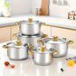 📢📢¡40% DE DESCUENTO! ⏰Juego de utensilios de acero inoxidable de 5 piezas con tapas de cristal