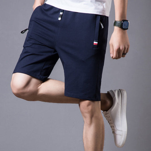 Pantalones cortos casuales de hombre con cordón y bolsillos con cremallera