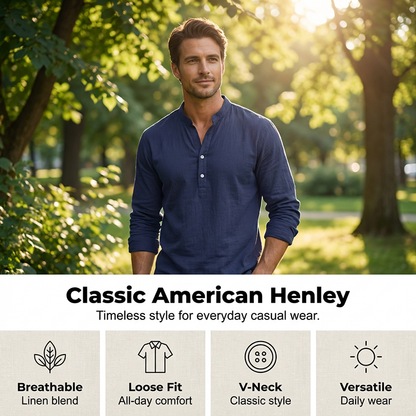 Camiseta Henley casual de otoño para hombre