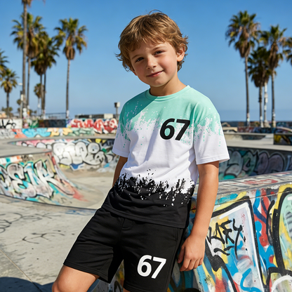 Set de camisetas y pantalones cortos para chicos con impresión 3D