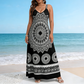 Vestido largo sin mangas con estampado de mandalas de estilo bohemio