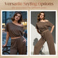 Conjunto de dos piezas de top y pantalones de hombros descubiertos para mujer