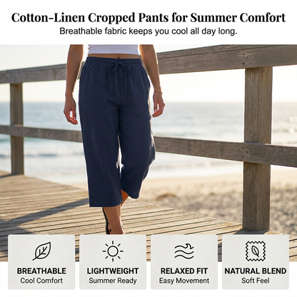 Pantalones cortos de mujer con mezcla de algodón y lino