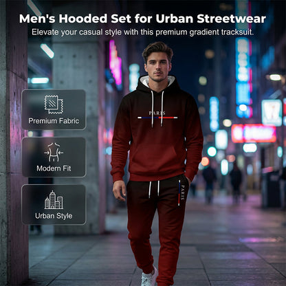 Conjunto de chándal degradado para hombre – Sudadera con capucha y pantalón deportivo