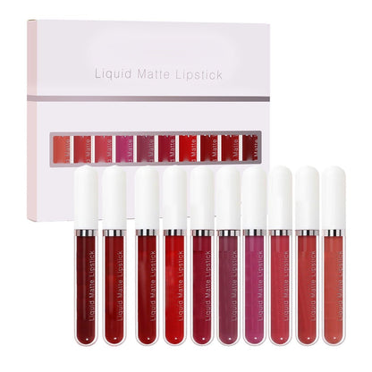 💝Brillo de labios mate impermeable de 10 piezas