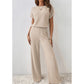 👗 ¡OFERTA POR TIEMPO LIMITADO 50% DE DESCUENTO! 🍂 Conjunto de Top de Punto y Pantalones de Pierna Ancha – Corte Holgado, Tejido Acanalado, 2 Piezas y Estilo sin Esfuerzo ✨