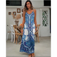 Vestido Maxi sin mangas de escote en V con estampado retro de mujer