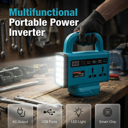 Inversor de potencia portátil con luz de trabajo LED