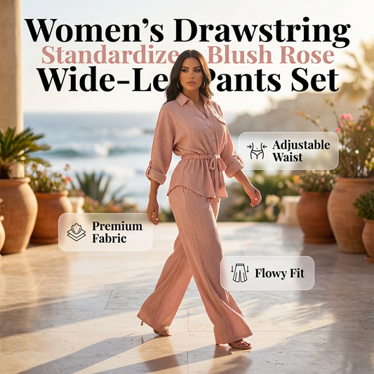 Set de camisa con cordón y pantalones anchos de mujer