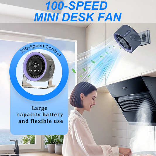 Mini ventilador de escritorio de 100 velocidades con pantalla digital