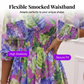Vestido Floral Línea A con Escote en V – Cintura Fruncida, Dobladillo con Volantes, Listo para el Verano 🌸