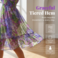 Vestido Floral Línea A con Escote en V – Cintura Fruncida, Dobladillo con Volantes, Listo para el Verano 🌸