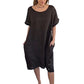 Vestido informal de algodón de lino para mujer con bolsillos