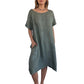 Vestido informal de algodón de lino para mujer con bolsillos
