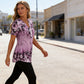 Camiseta elegante de manga corta con estampado floral para mujer