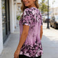Camiseta elegante de manga corta con estampado floral para mujer