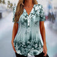 Camiseta elegante de manga corta con estampado floral para mujer