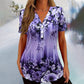 Camiseta elegante de manga corta con estampado floral para mujer