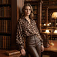 Camisa de lunares abotonada para mujer