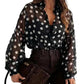 Camisa de lunares abotonada para mujer