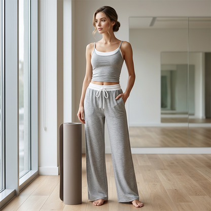 Conjunto de chándal de pierna ancha y camiseta de tirantes