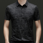 Camisa de solapa de manga corta con patrón geométrico abstracto chic para hombre