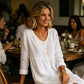 Vestido midi de lino casual con escote en V y escote en V