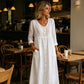 Vestido midi de lino casual con escote en V y escote en V